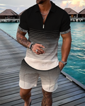 Sergio™ | Darkness-pikeepaita- ja shortsisetti raidalla